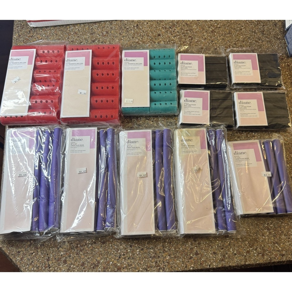 Diane Foam Rollers Magnetic Rollers Twist Flex Rod‎ Curlers Assorted Lot Bundle